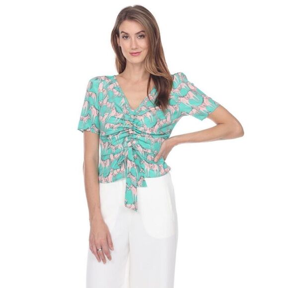 Zero Degrees Celsius Top Green Pink Size Small - Picture 2 of 9